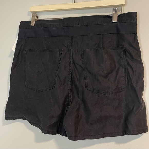 Hudson Womens Paper Bag Waist Black Linen Blend Shorts sz 26 Tie Waist Pockets - Picture 2 of 6